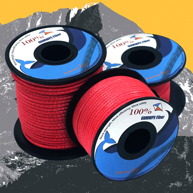 EMMAKITES 2200lb 16Meter 3mm 100% UHMWPE Braided Polyethylene Cord Spool -  Heavy Duty Low Stretch - Utility Cord Kite String for Outdoor Boating