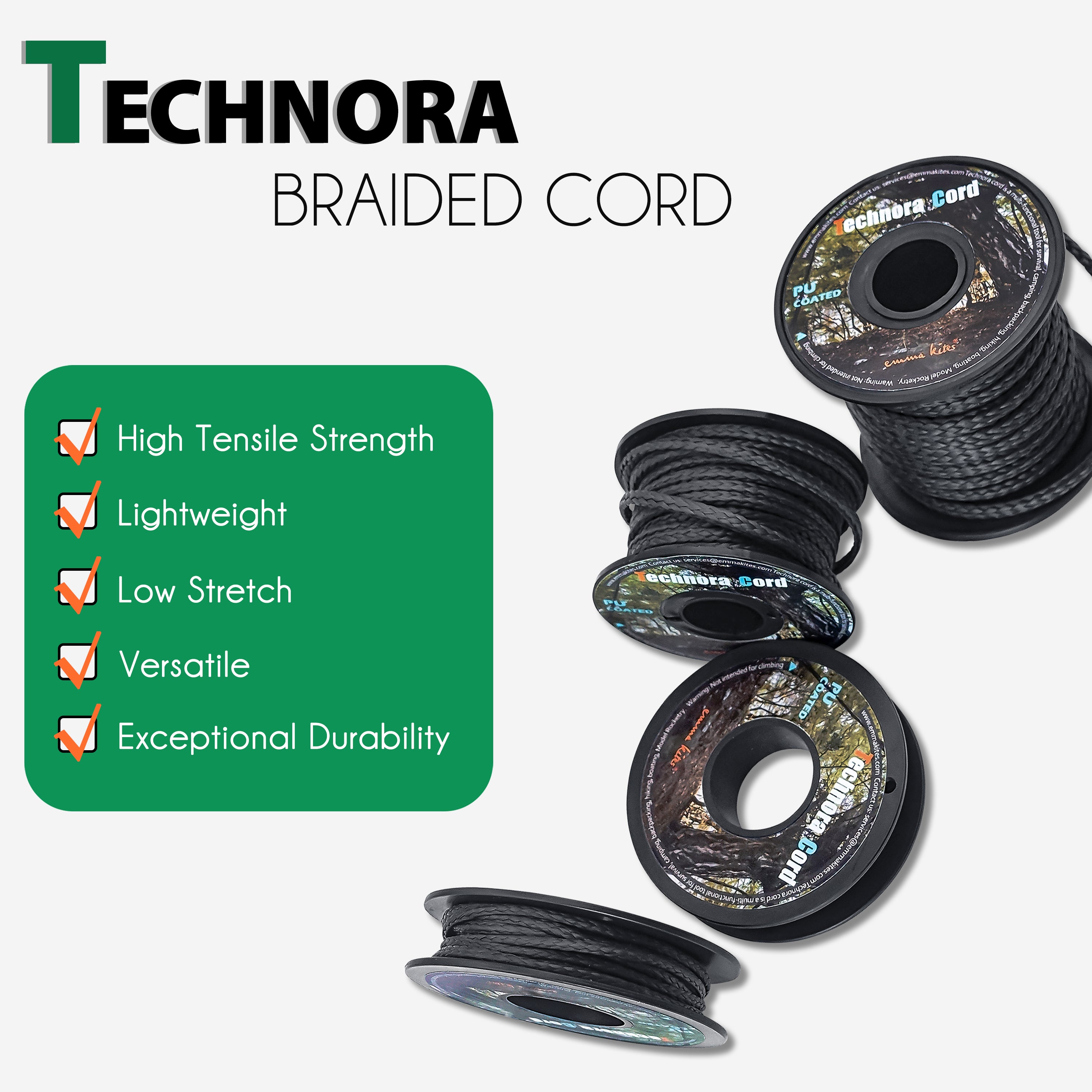 Technora Cord Black - Coated